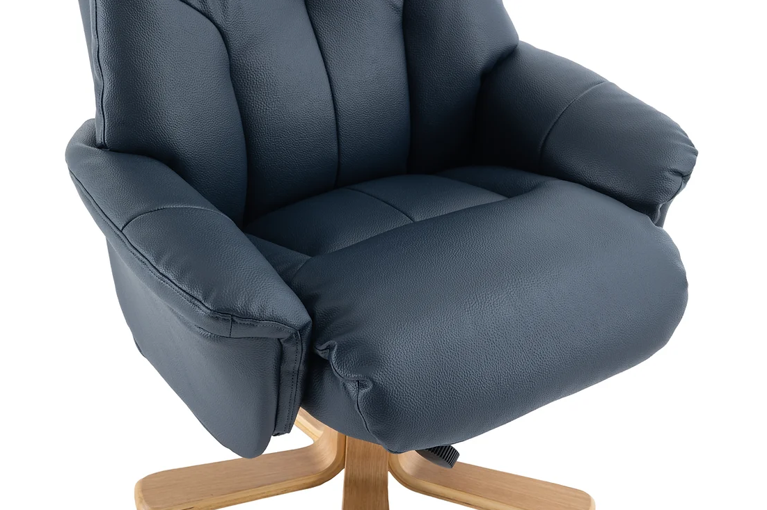 Dubai Swivel Recliner - Navy Plush Leather