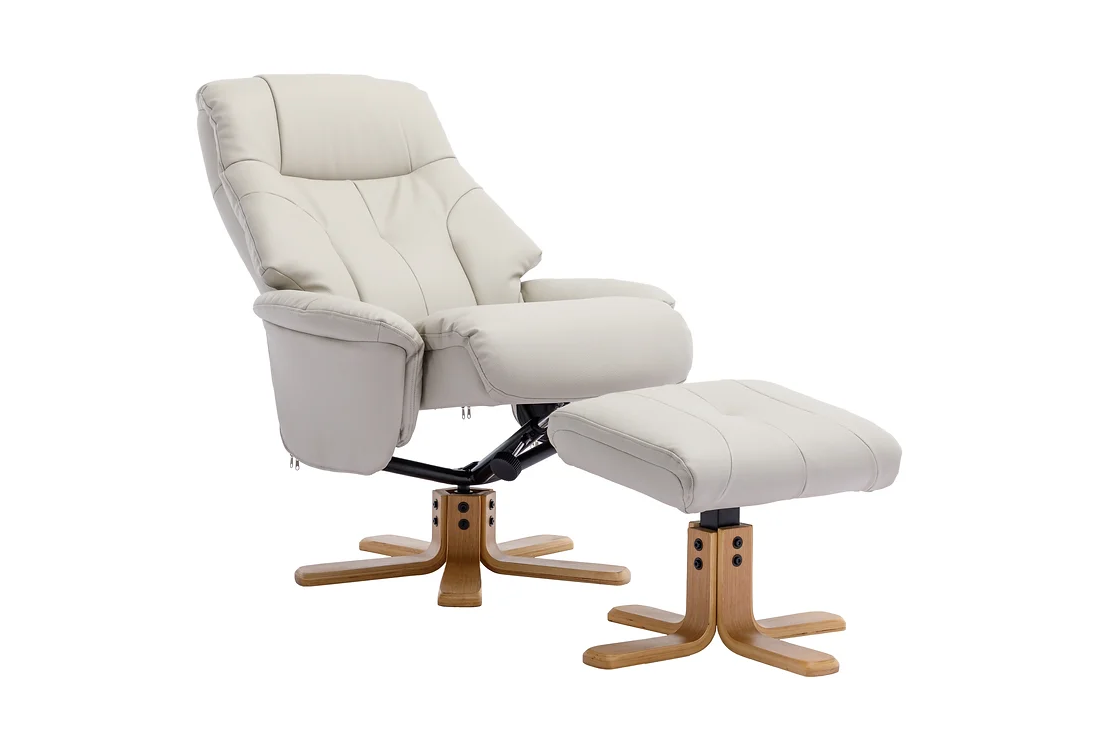 Dubai Swivel Recliner - Mushroom Plush Leather