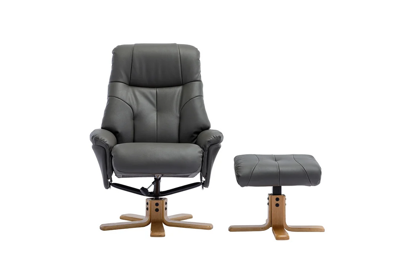 Dubai Swivel Recliner - Cinder Plush Leather