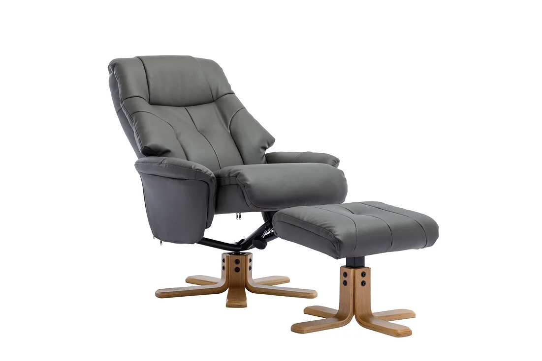 Dubai Swivel Recliner - Cinder Plush Leather