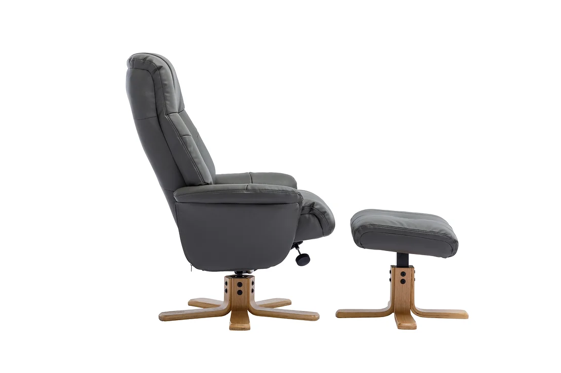 Dubai Swivel Recliner - Cinder Plush Leather