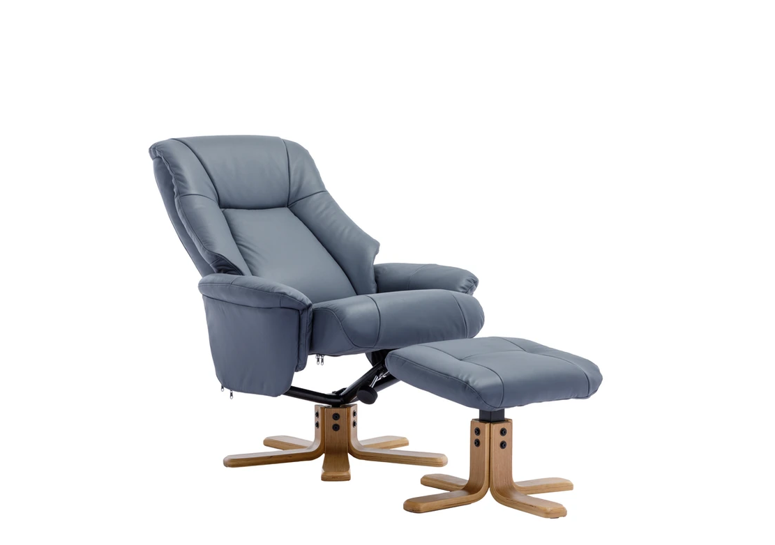 Hawaii Swivel Recliner - Petrol Blue Leather