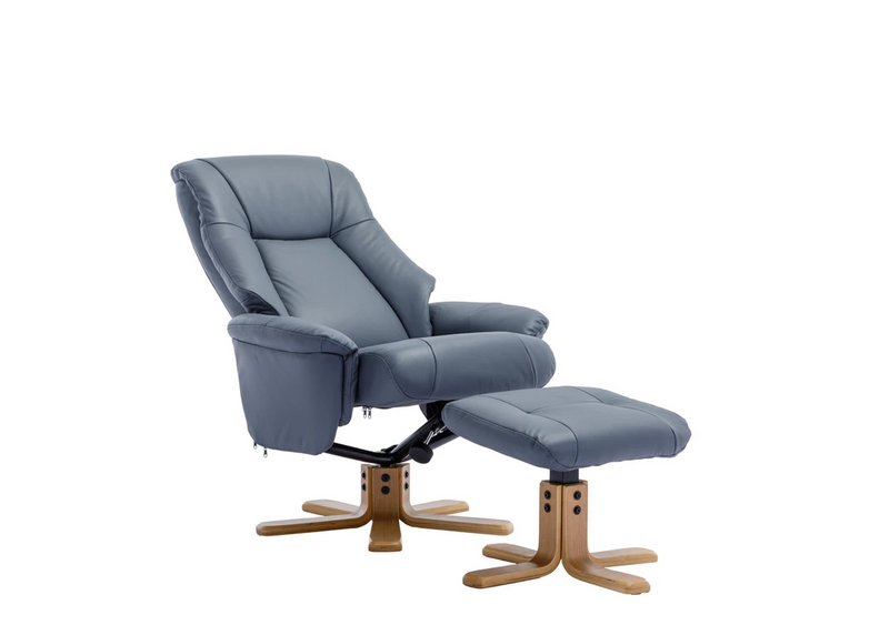 Hawaii Swivel Recliner - Petrol Blue Leather