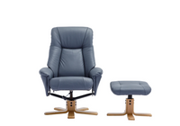 Hawaii Swivel Recliner - Petrol Blue Leather