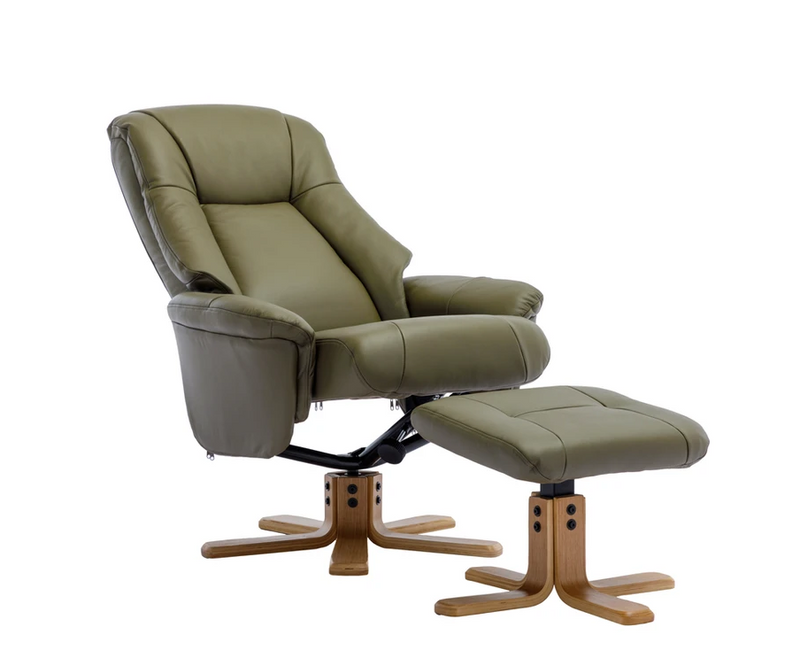 Hawaii Swivel Recliner - Olive Green Leather