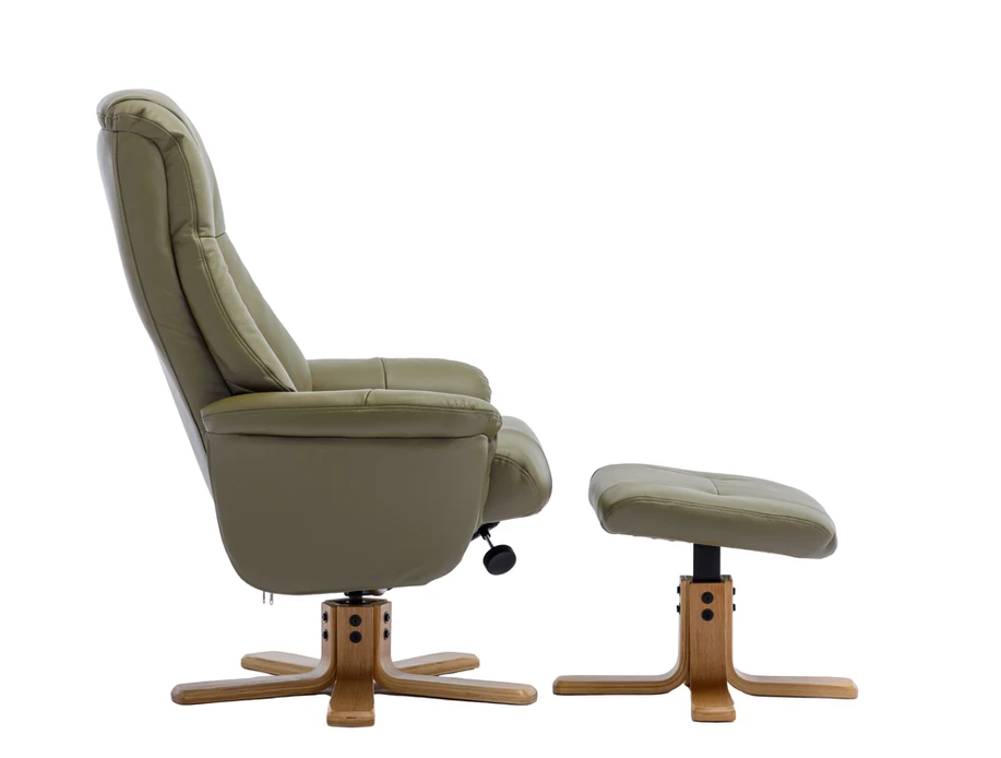 Hawaii Swivel Recliner - Olive Green Leather