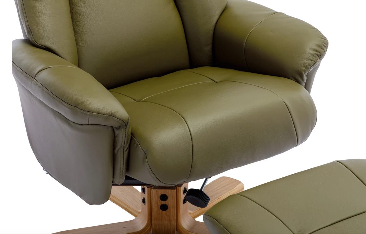 Hawaii Swivel Recliner - Olive Green Leather