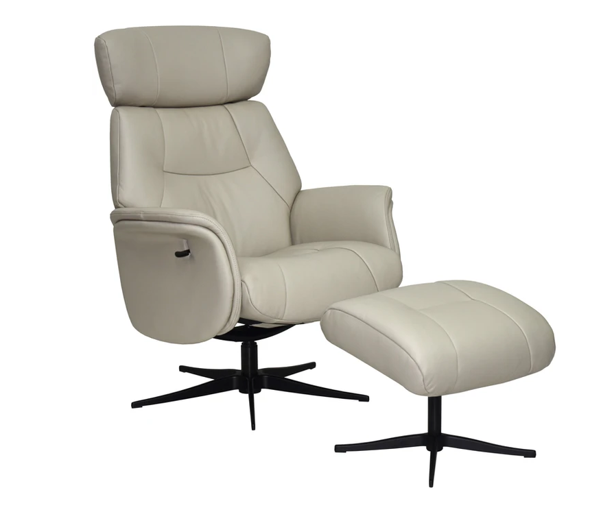 Murcia Swivel Recliner - Mushroom Leather