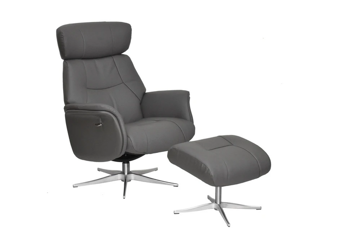 Murcia Swivel Recliner - Charcoal Leather