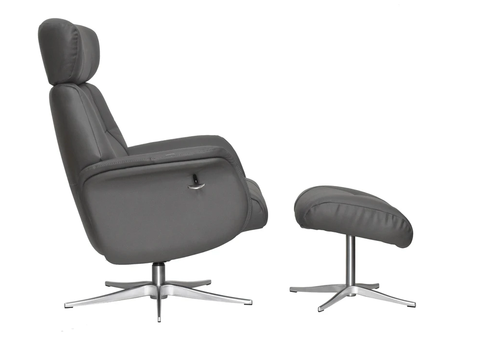Murcia Swivel Recliner - Charcoal Leather