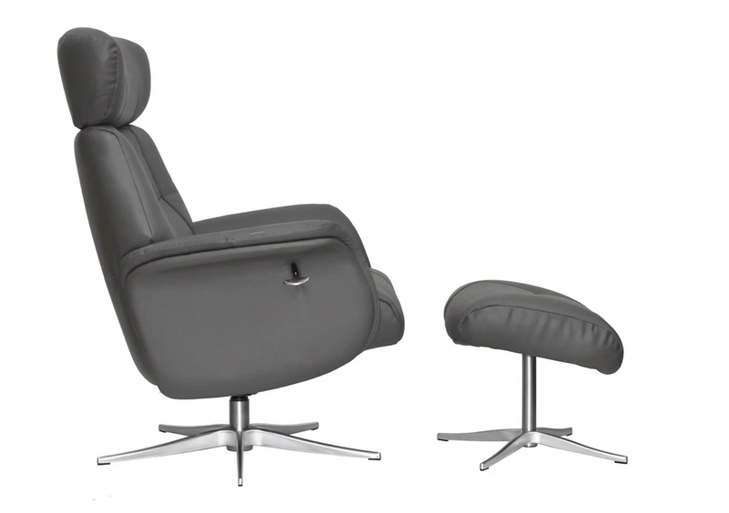 Murcia Swivel Recliner - Charcoal Leather
