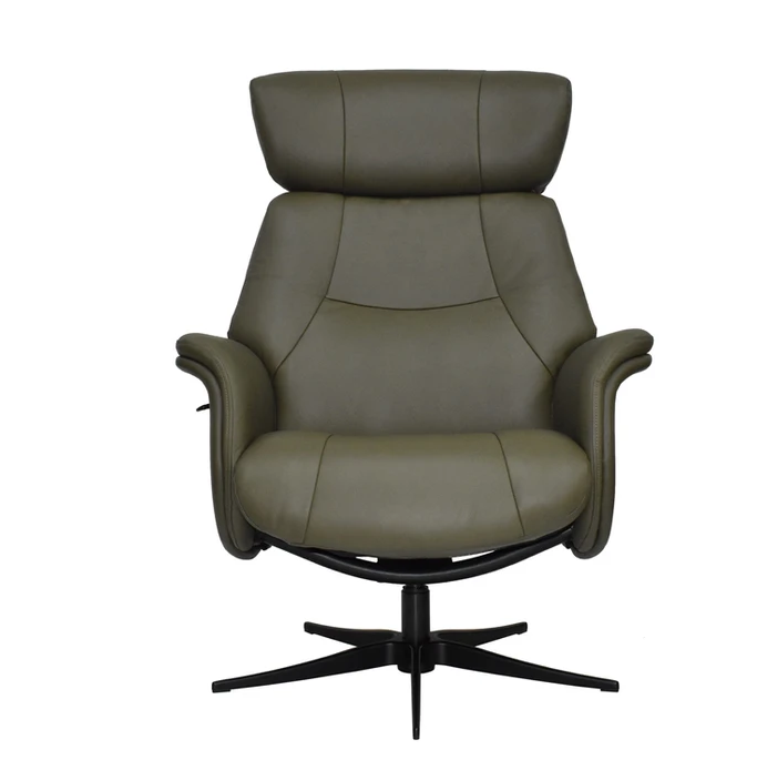 Murcia Swivel Recliner - Olive Green Leather