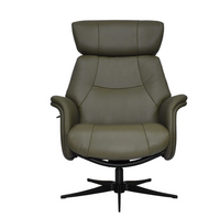 Murcia Swivel Recliner - Olive Green Leather