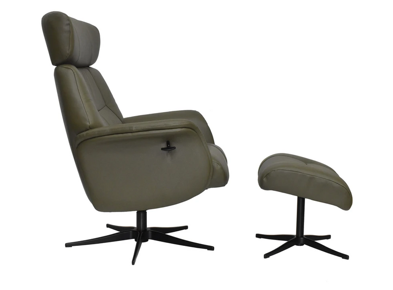 Murcia Swivel Recliner - Olive Green Leather
