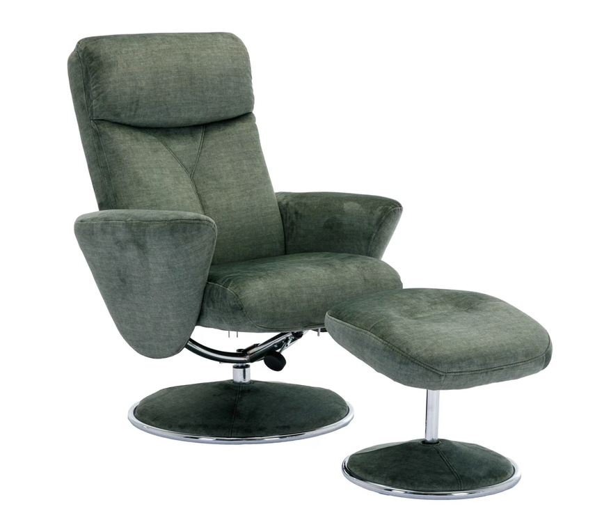 Paddington Swivel Recliner - Moss Green Fabric