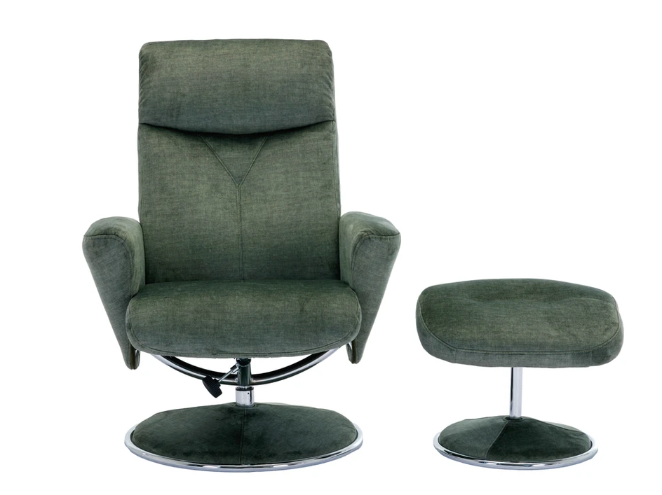 Paddington Swivel Recliner - Moss Green Fabric