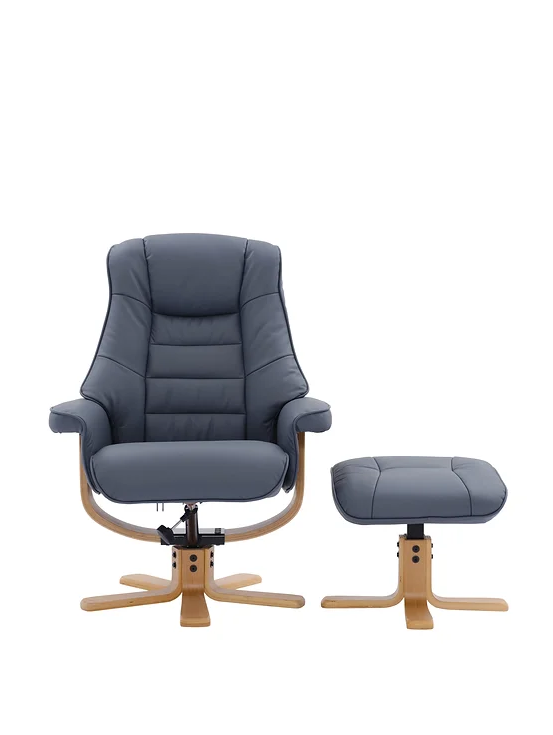 Sardinia Swivel Recliner - Petrol Blue Leather