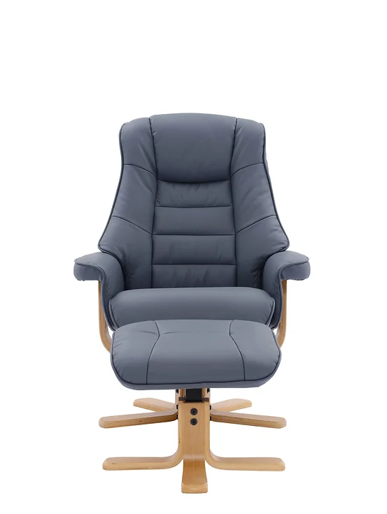 Sardinia Swivel Recliner - Petrol Blue Leather