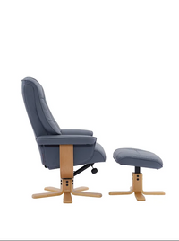 Sardinia Swivel Recliner - Petrol Blue Leather