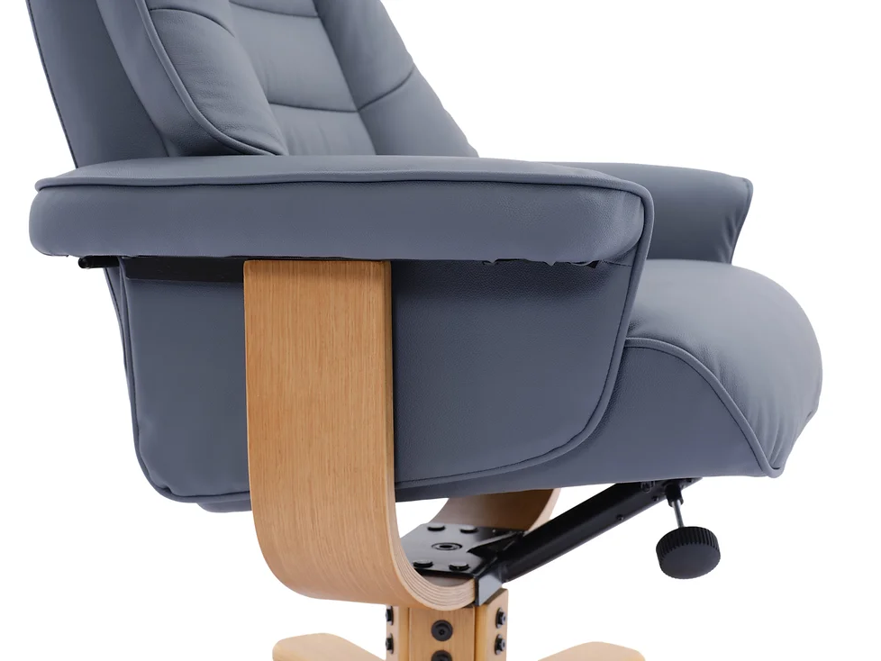 Sardinia Swivel Recliner - Petrol Blue Leather
