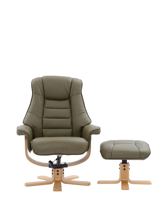 Sardinia Swivel Recliner - Olive Green Leather