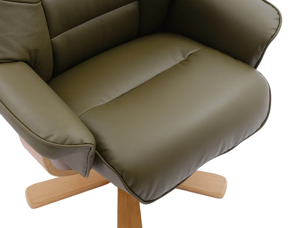 Sardinia Swivel Recliner - Olive Green Leather