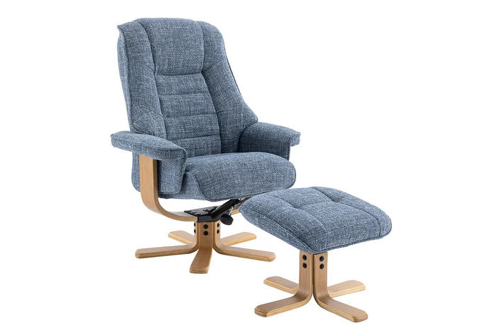 Sardinia Swivel Recliner - Chacha Ocean Fabric