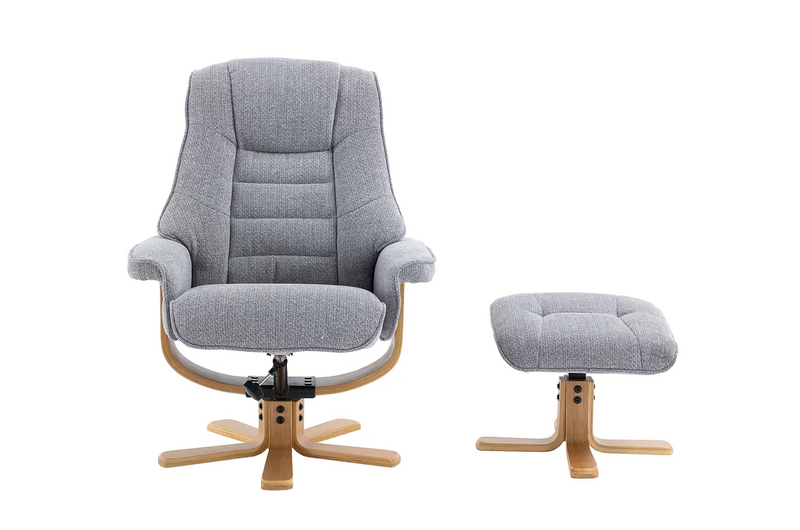 Sardinia Swivel Recliner - Chacha Dove Fabric
