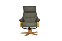 Vienna Swivel Recliner & Footstool - Olive Green Leather
