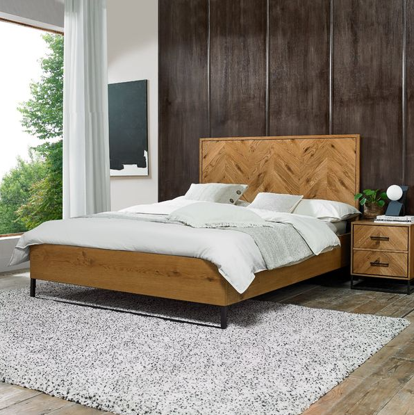 *CLEARANCE* Riva Oak Bed with Embleton Mattress - 4'6" Double