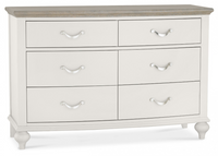 *CLEARANCE* Montreux 6 Drawer Wide Chest - Grey Washed Oak and Soft Grey