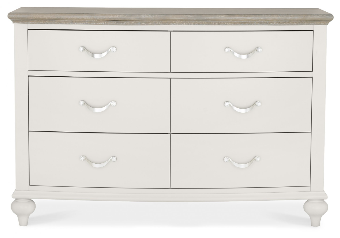 *CLEARANCE* Montreux 6 Drawer Wide Chest - Grey Washed Oak and Soft Grey