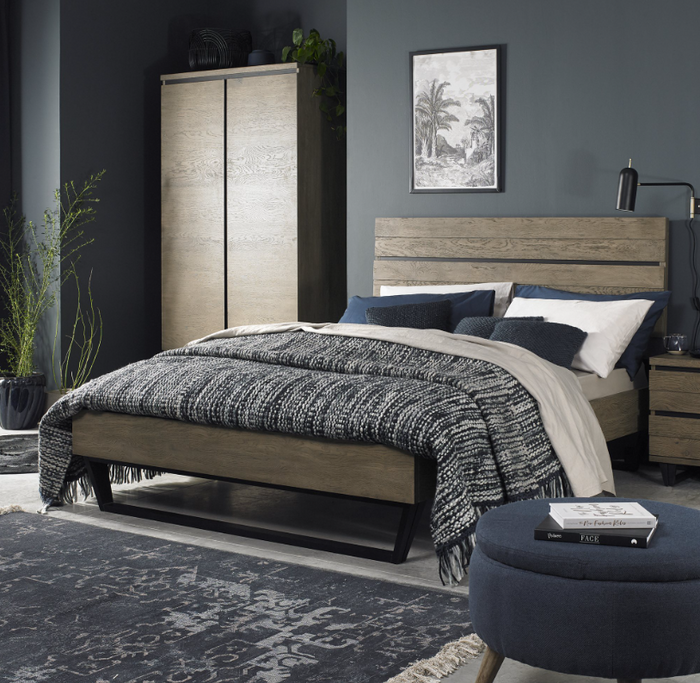 *CLEARANCE* Tivoli 4'6" Double Bedsteads with Posture Latex Mattress - Weathered Oak