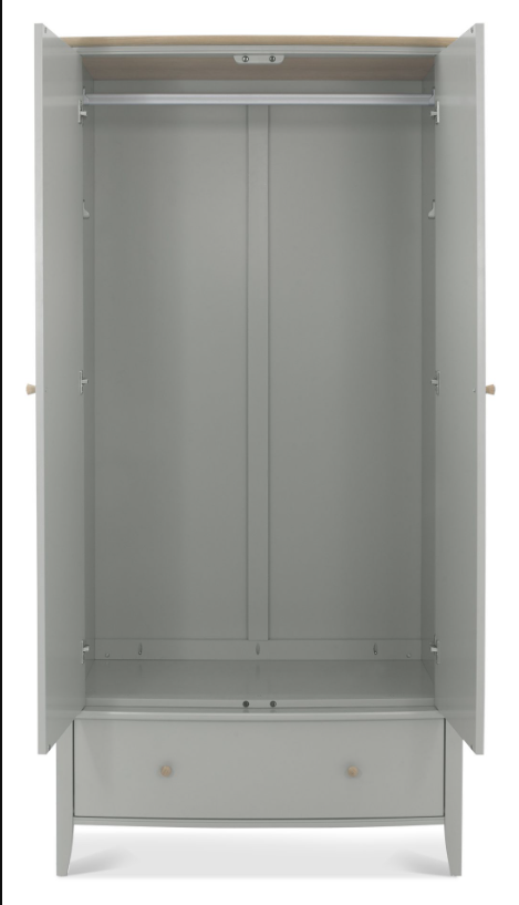*CLEARANCE* Whitby Scandi Oak & Warm Grey Double Wardrobe