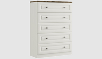 *CLEARANCE* Naples White with Oak Top 5 Drawer Chest