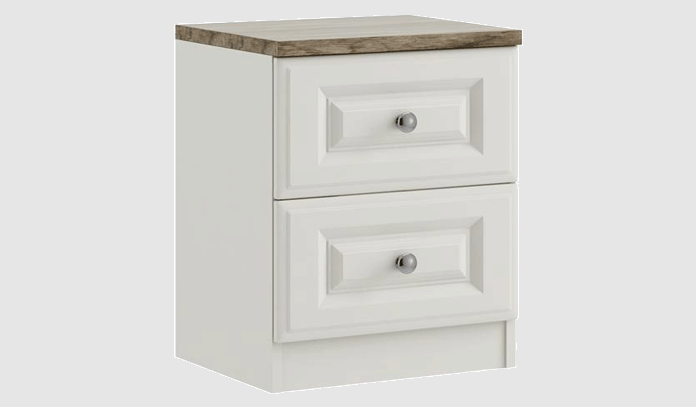 *CLEARANCE* Naples White 2 Drawer Bedside