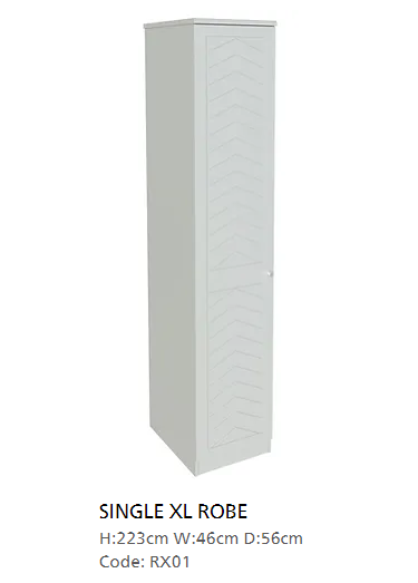 *CLEARANCE* Tivoli Light Grey Single Tall Wardrobe
