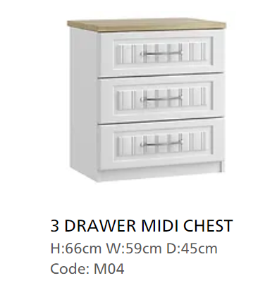 *CLEARANCE* Portofino Cream 3 Drawer Midi Chest
