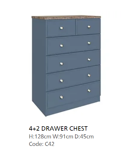 *CLEARANCE* Formia Indigo Blue 4+2 Drawer Chest