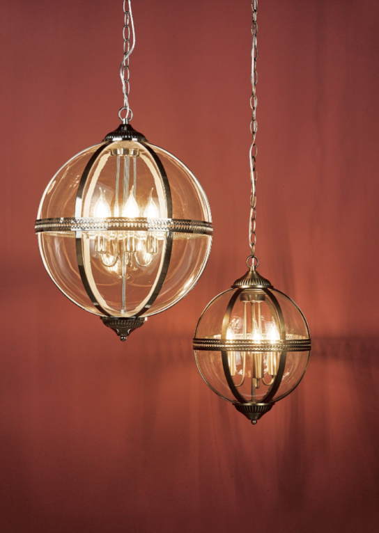 Vanessa Pendant Lighting Collection - Antique Brass/Glass