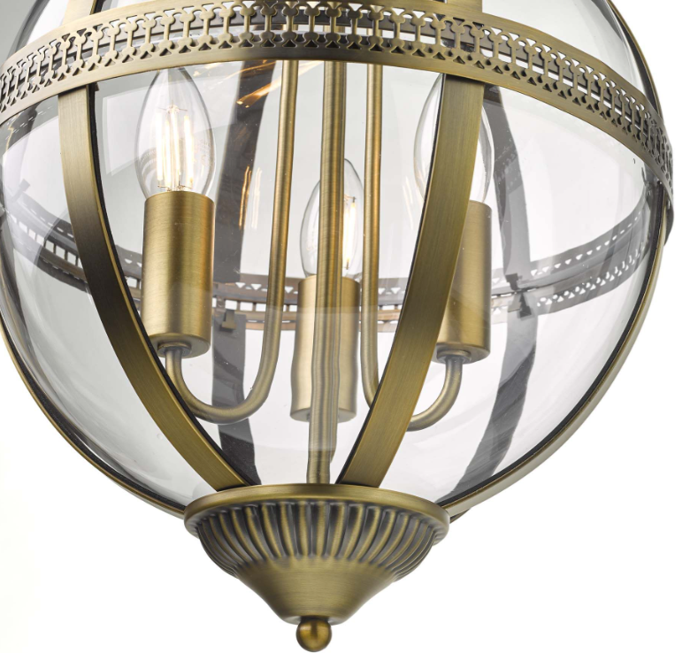 Vanessa Pendant Lighting Collection - Antique Brass/Glass
