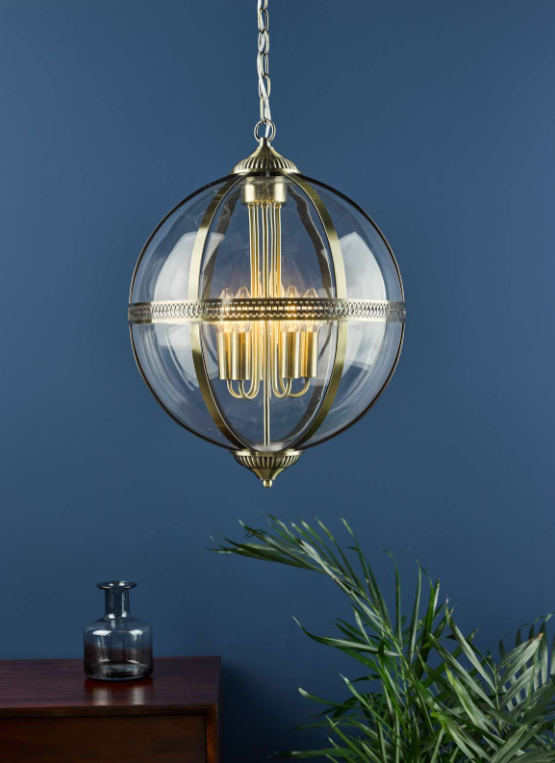 Vanessa Pendant Lighting Collection - Antique Brass/Glass