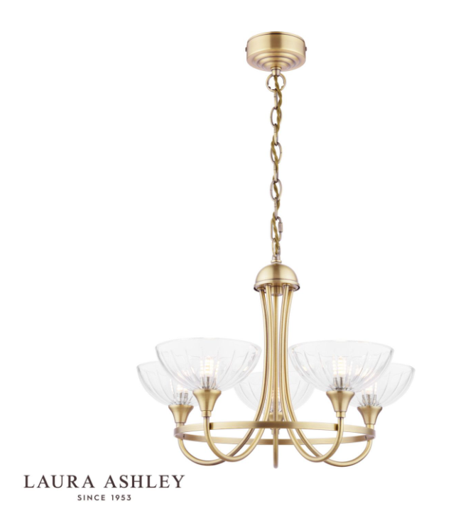 Laura Ashley - Wellham 5 Light Pendant - Antique Brass