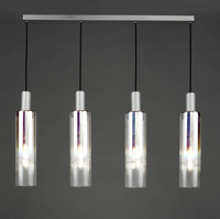 Ruben Lighting Collection - Satin Silver and Iridised Glass