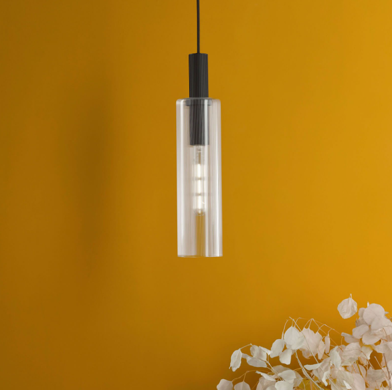 Ruben Lighting Collection - Satin Black and Ribbed Glass