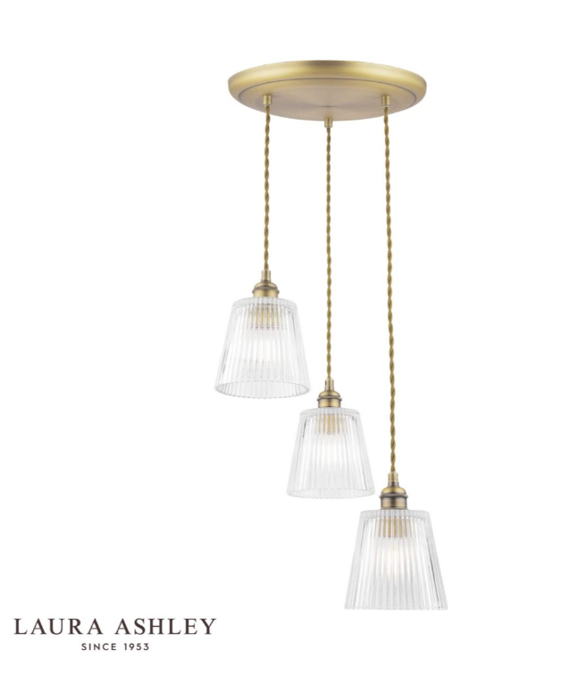 Laura Ashley - Callaghan 3 Light Pendant - Antique Brass