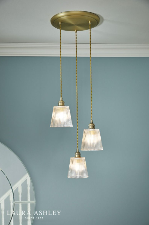 Laura Ashley - Callaghan 3 Light Pendant - Antique Brass