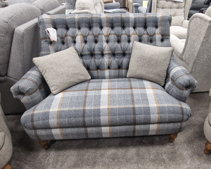 *CLEARANCE* Pickering Compact 2 Seater Sofa - Plaid Taupe/Moon