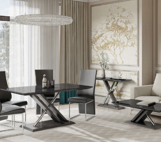 Xavi Dining Table - Grey Walnut/Black