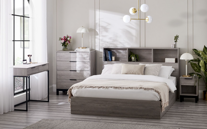 Bali Ottoman Storage Beds - Grey Oak